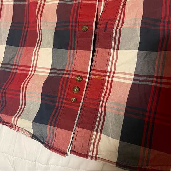 Carhartt Shirt Men Large Red Lightweight Button Down Pockets Casual Short Sleeve - Picture 5 of 8